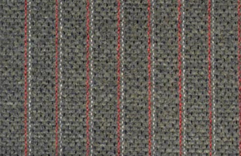 Red & Silver Stitched Grey Velour - 0376